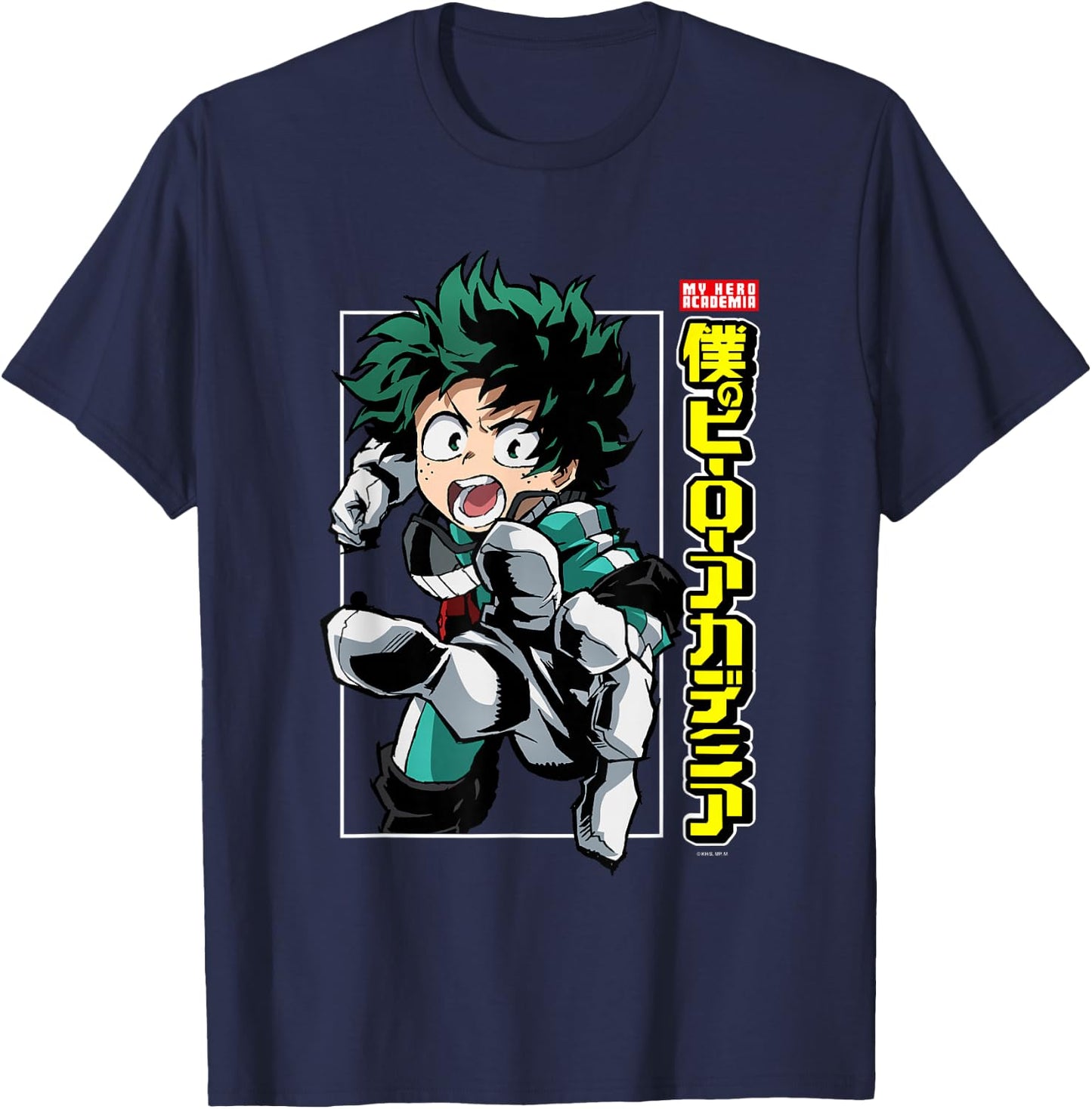 My Hero Academia Deku Posing with Logo Anime T-Shirt - T-Shirt | Navy