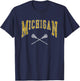 Michigan Lacrosse Vintage LAX Players and fans Vintage Michigan Lacrosse Distressed LAX Player Michigan Fan T-Shirt - T-Shirt | Navy