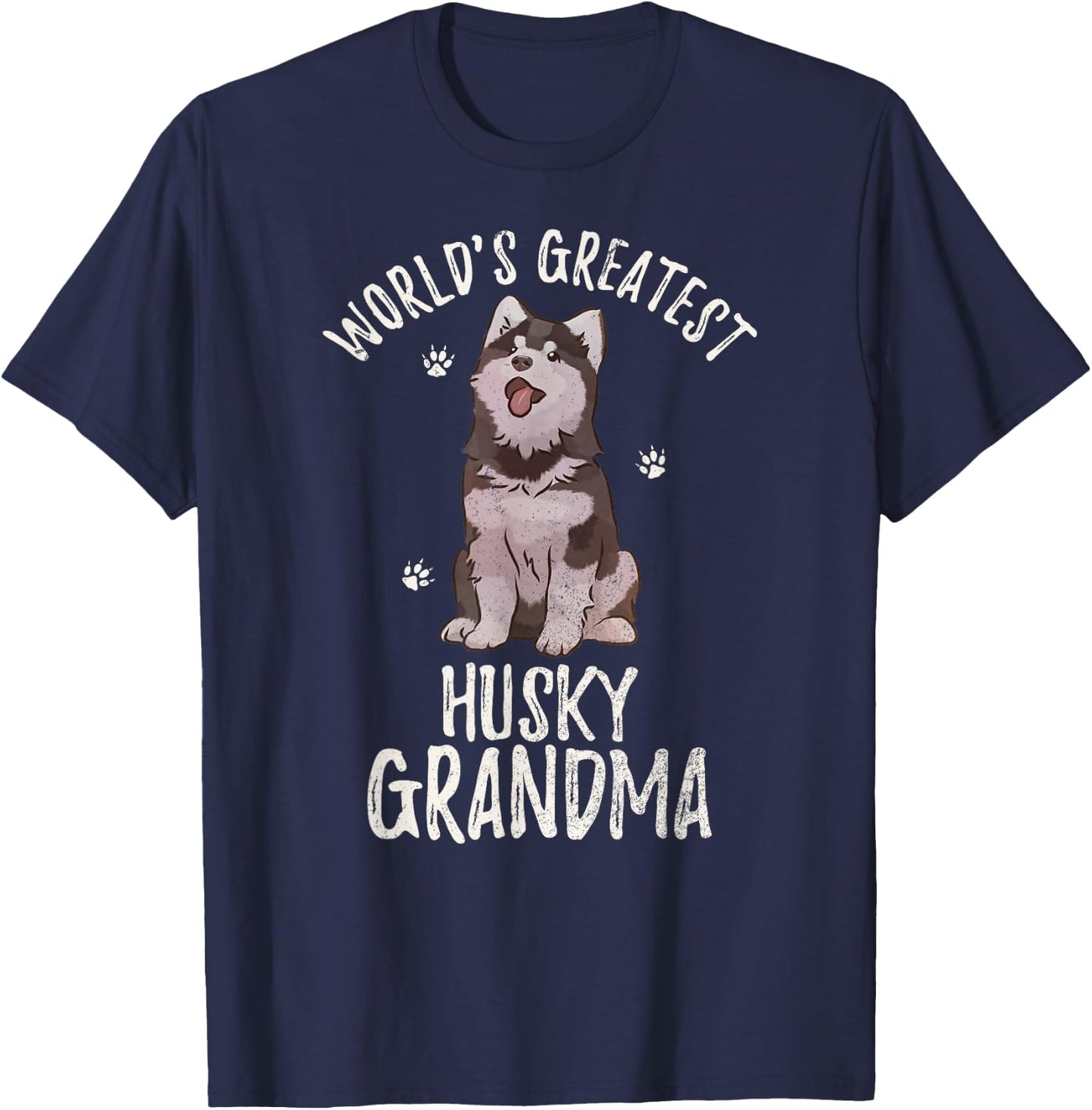 World's Greatest Siberian Husky Grandma Funny Dog Pet Lover Women T-Shirt - T-Shirt | Navy