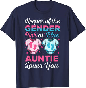 Keeper Of The Gender Auntie Loves You Baby Announcement Aunt T-Shirt - T-Shirt | Navy