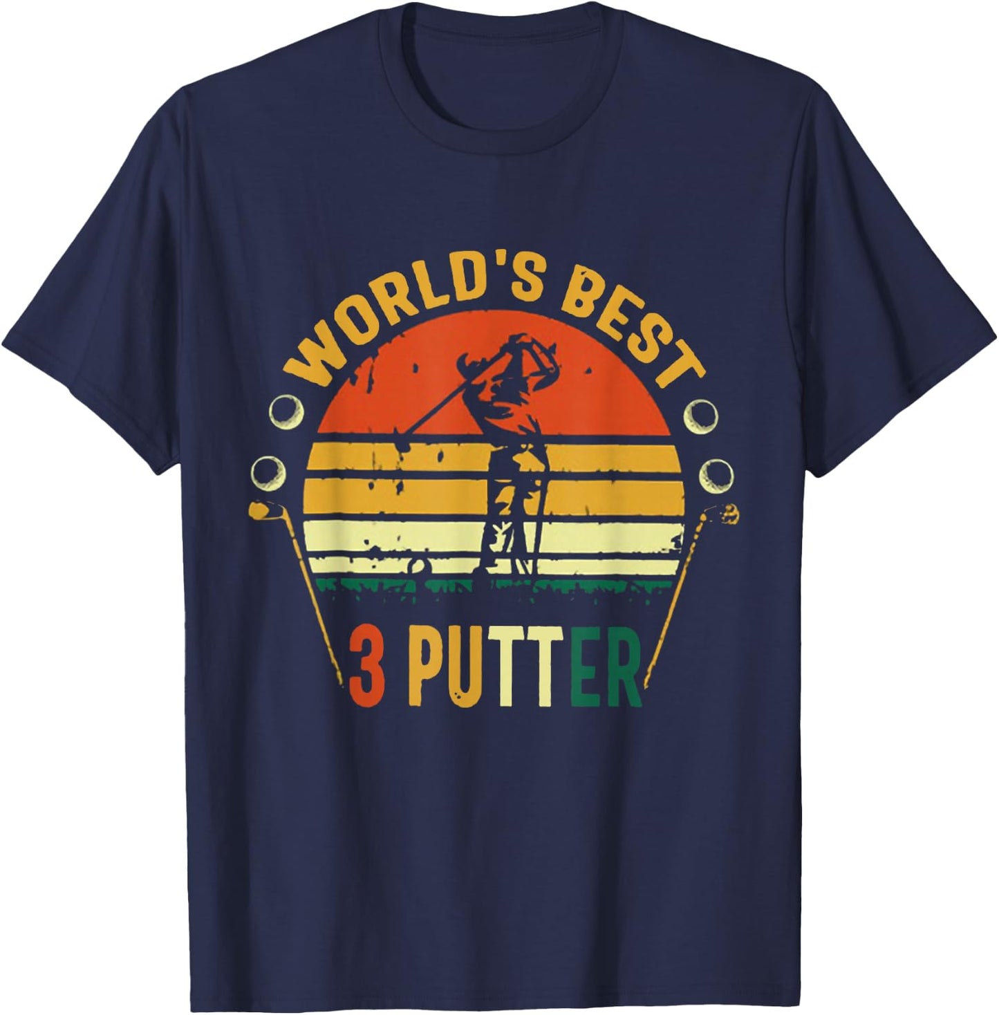 World's Best 3 Putter Golf Vintage T-Shirt - T-Shirt | Navy