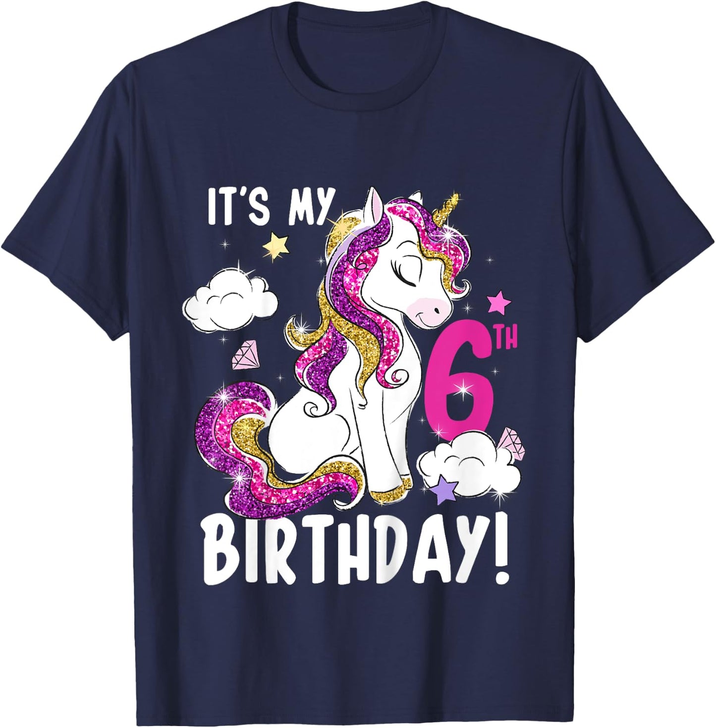 It's My 6th Birthday Unicorn T-Shirt - T-Shirt | Navy