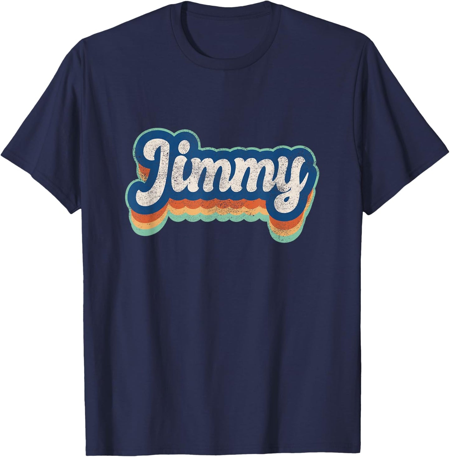 Jimmy First Name Boy Vintage Style 70s 80s Personalized T-Shirt - T-Shirt | Navy