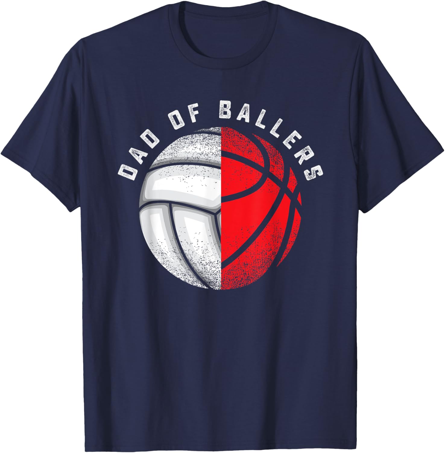 Dad Ballers Funny Volleyball Basketball Gift Son Daughter T-Shirt - T-Shirt | Navy