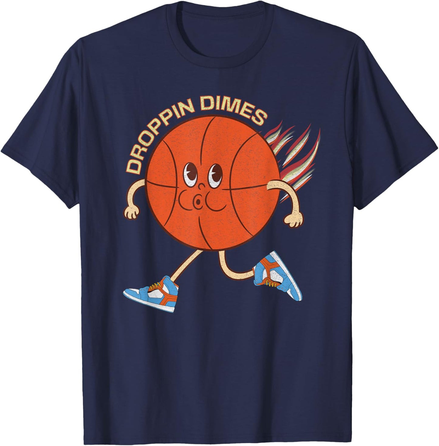 Vintage Basketball Women Retro Basketball Dimes T-Shirt - T-Shirt | Navy
