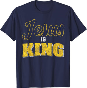 Vintage Jesus Is King Bible Quote Faith Religious Christian T-Shirt - T-Shirt | Navy