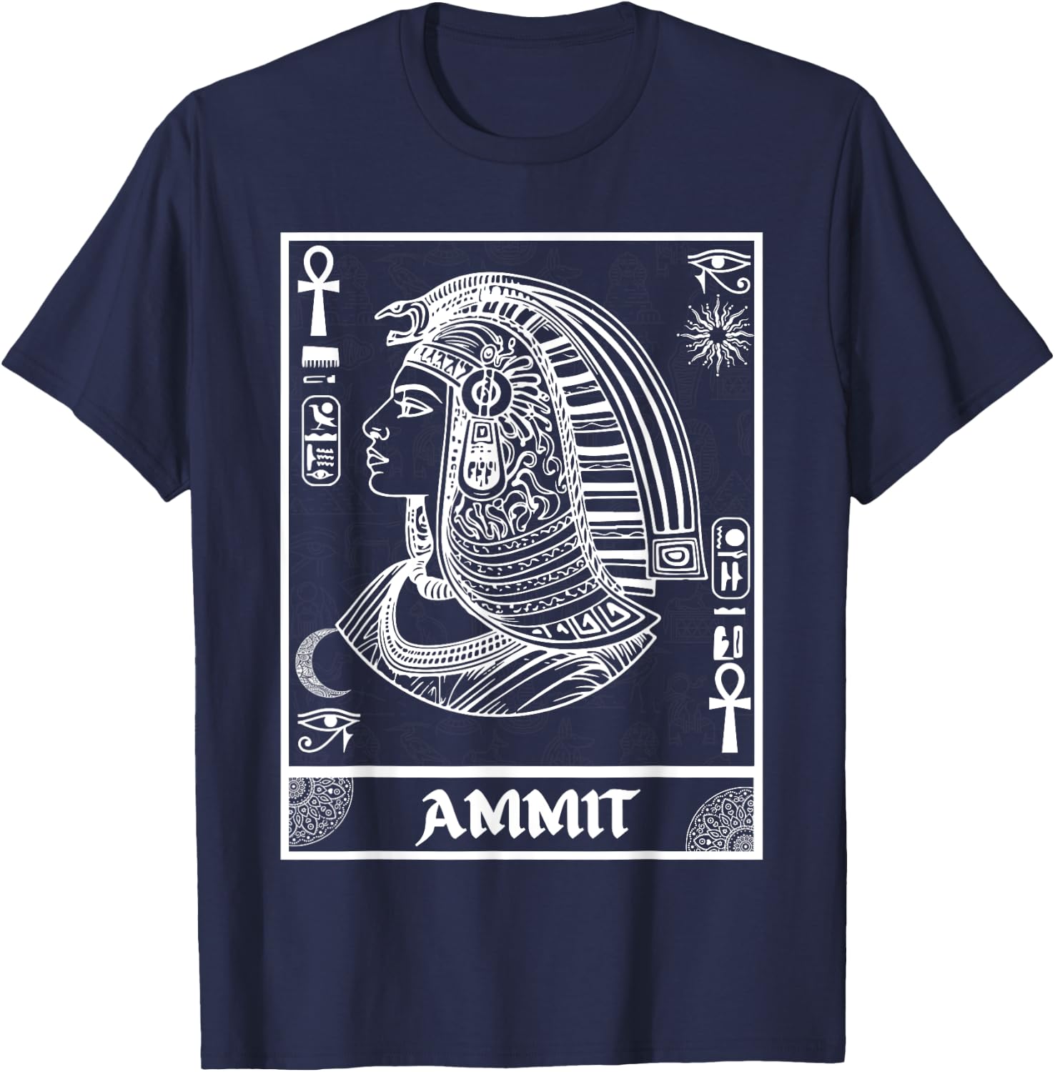 Ancient Egypt Ammit Egyptian Goddess Kemetic Art T-Shirt - T-Shirt | Navy