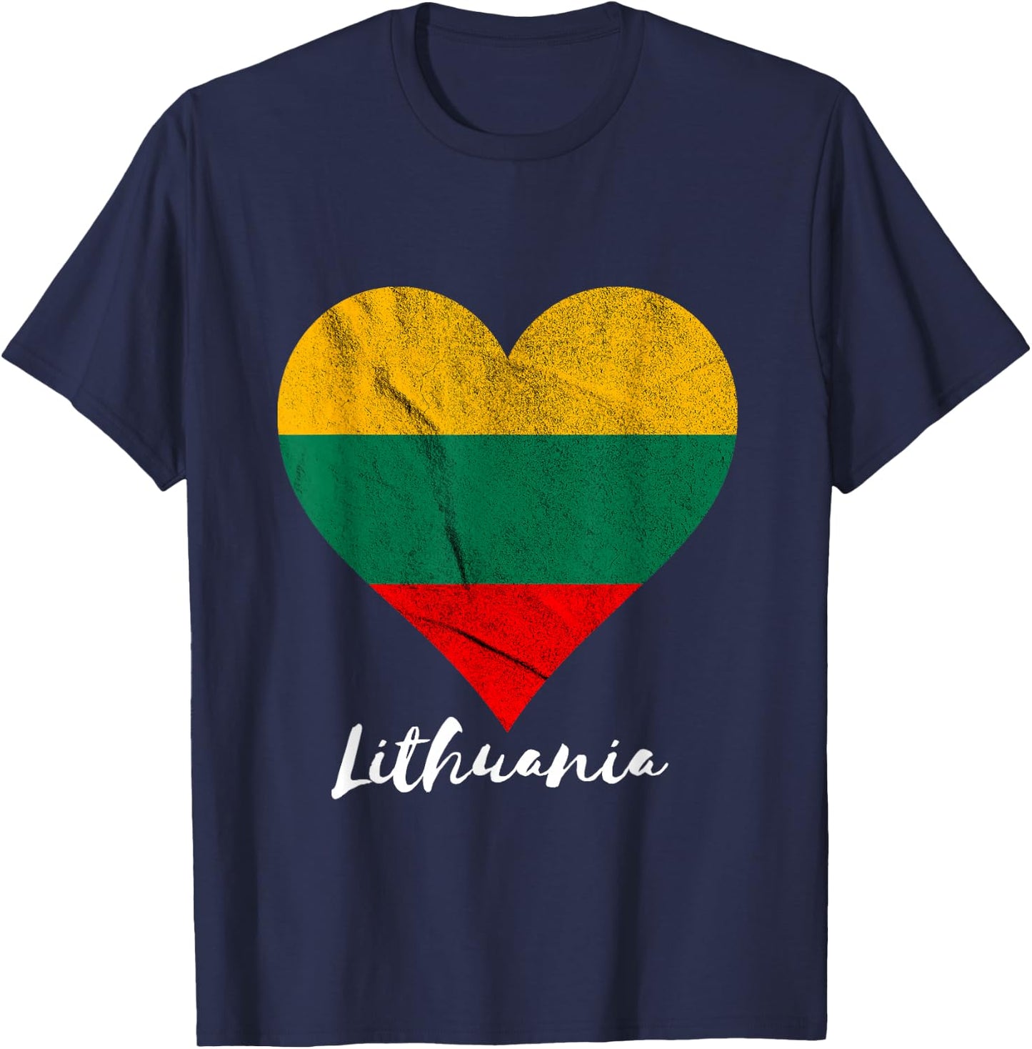 Lithuania Heart Lithuania Flag Lietuva Lietuvo T-Shirt - T-Shirt | Navy