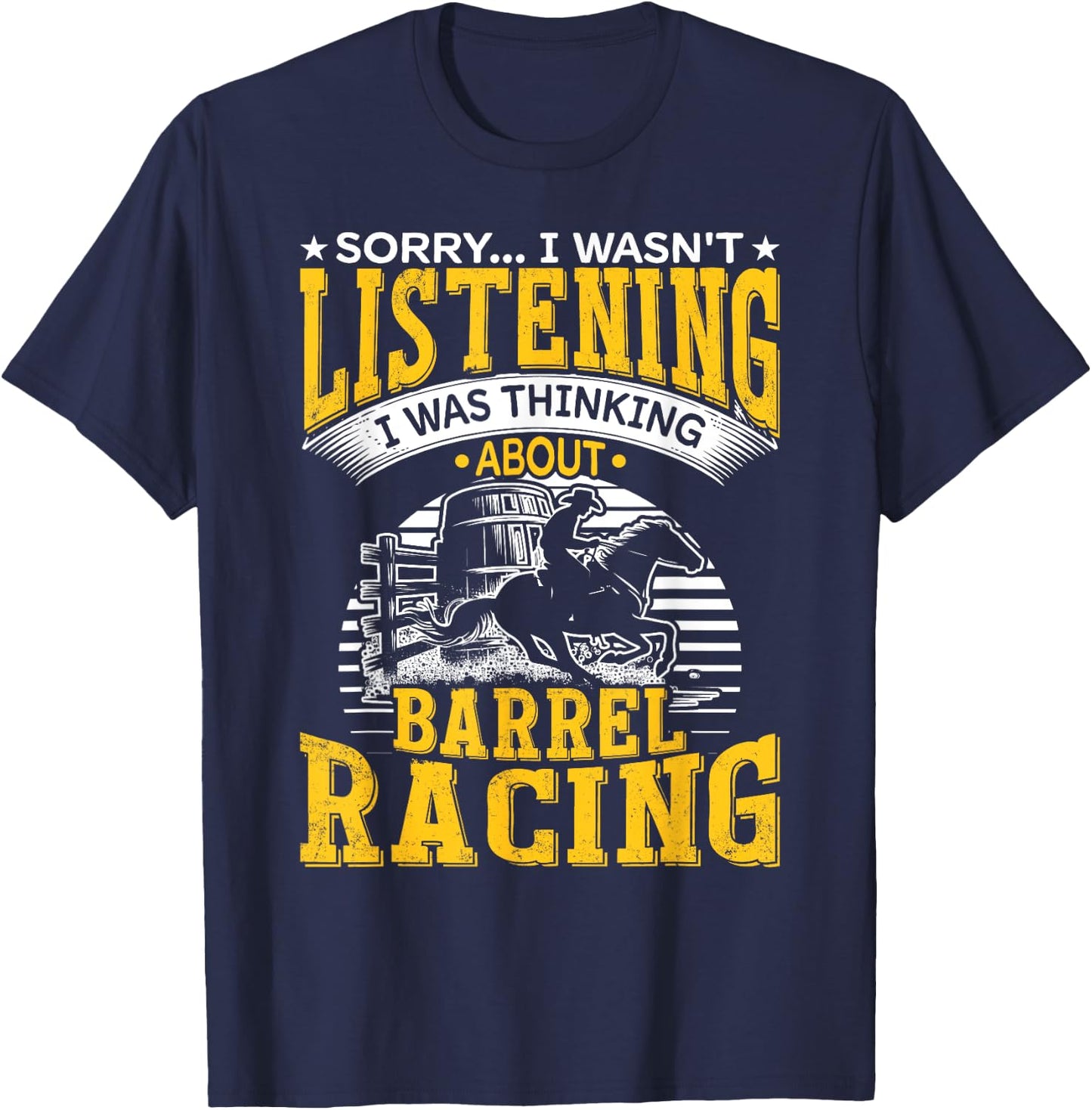 Thinking About Barrel Racing Horse Racing Barrel Racer T-Shirt - T-Shirt | Navy