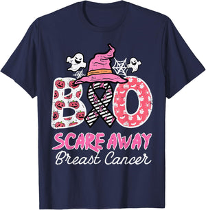 Halloween Boo Scare Breast Cancer Awareness Men Women Kids T-Shirt - T-Shirt | Navy