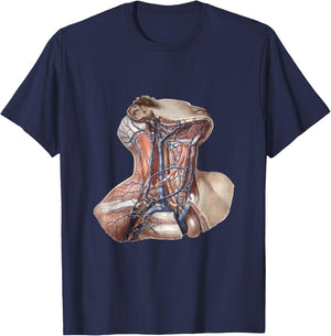 Vintage Human Anatomy Neck and Throat with Veins T-Shirt - T-Shirt | Navy