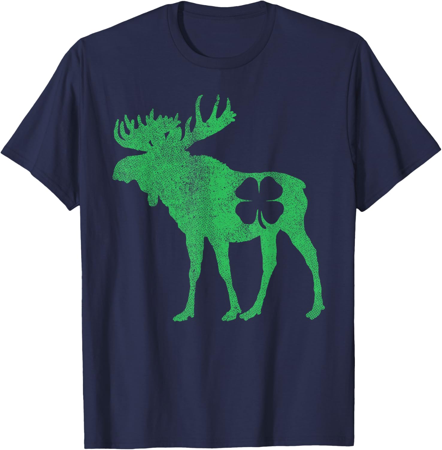 St Patrick's Day Moose Irish Shamrock Saint Paddy's T-Shirt - T-Shirt | Navy