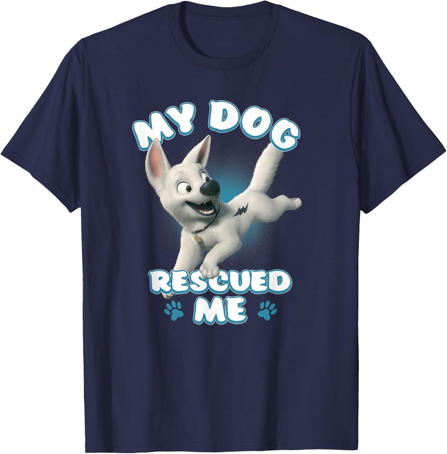 Disney Bolt My Dog Rescued Me Paw Prints T-Shirt - T-Shirt | Navy
