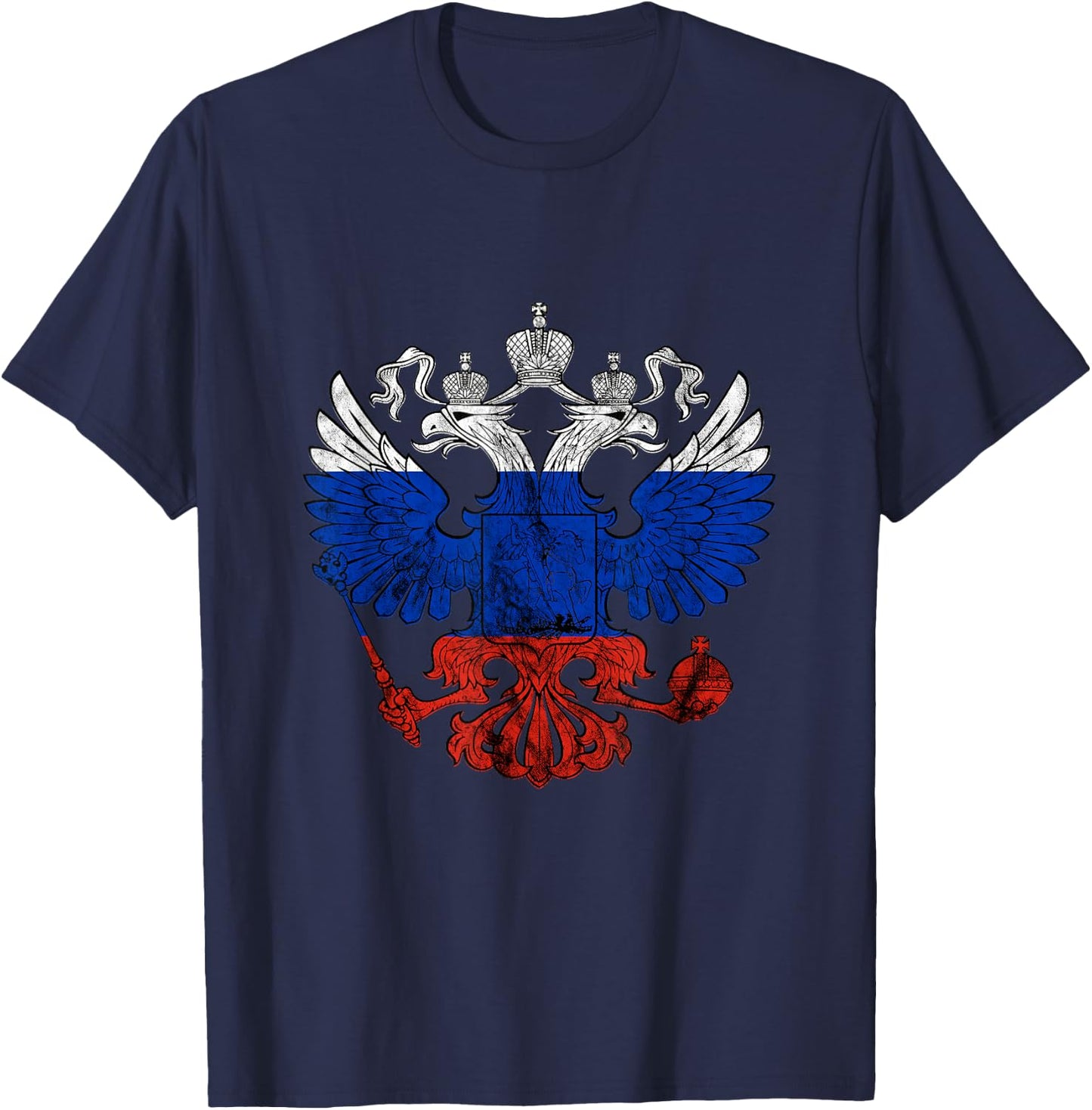 Russia Eagle Russian Pride CCCP Russian Eagle T-Shirt - T-Shirt | Navy