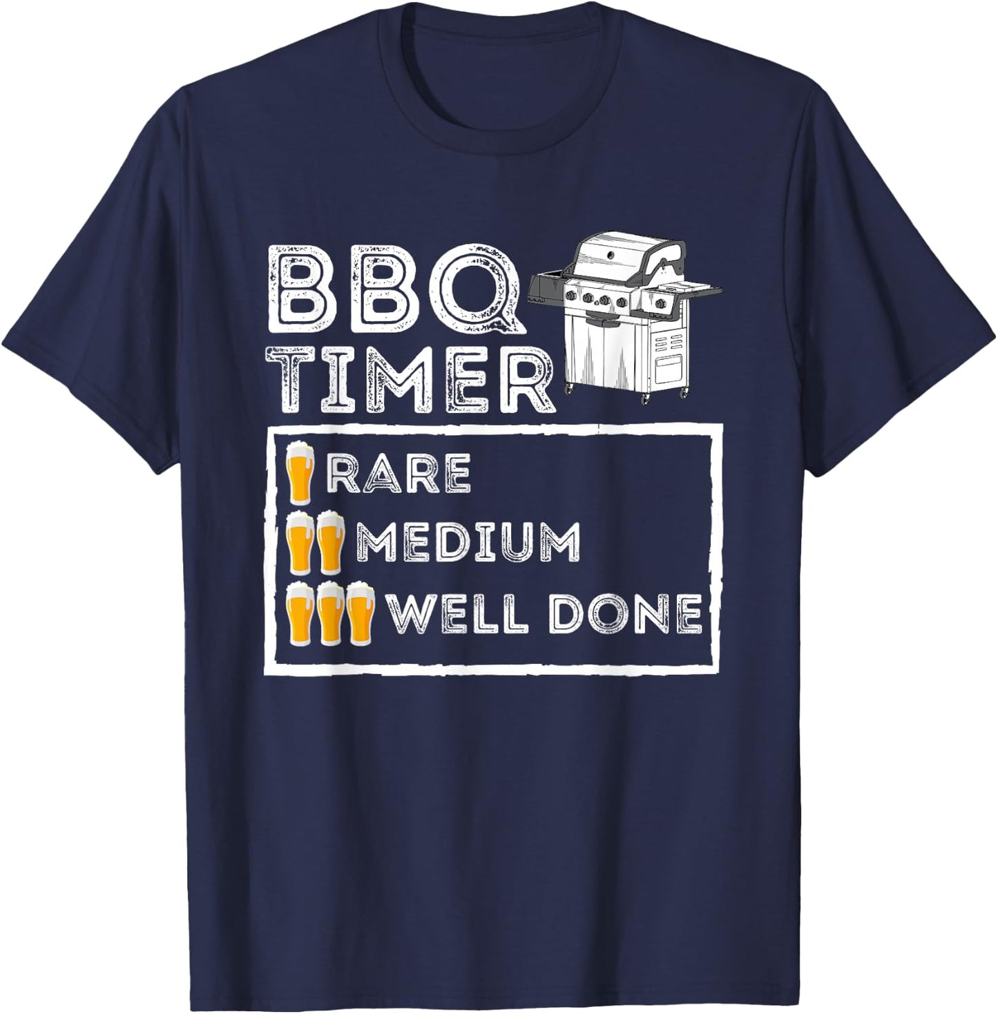 BBQ Timer - Funny BBQ Smoker Barbecue Grilling T-Shirt - T-Shirt | Navy