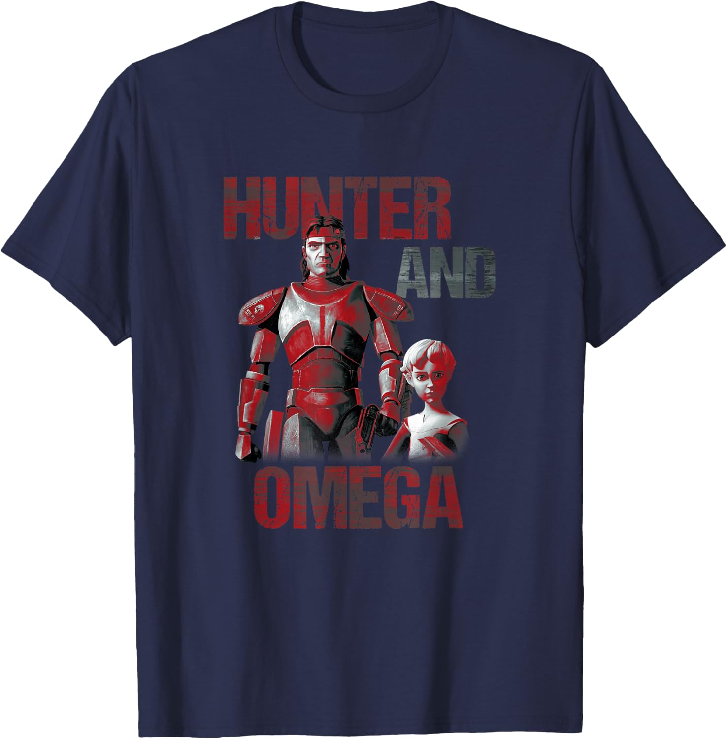Star Wars: The Bad Batch Hunter And Omega T-Shirt - T-Shirt | Navy