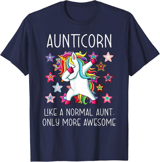 Aunticorn Like An Aunt Only Awesome Dabbing Unicorn T-Shirt - T-Shirt | Navy
