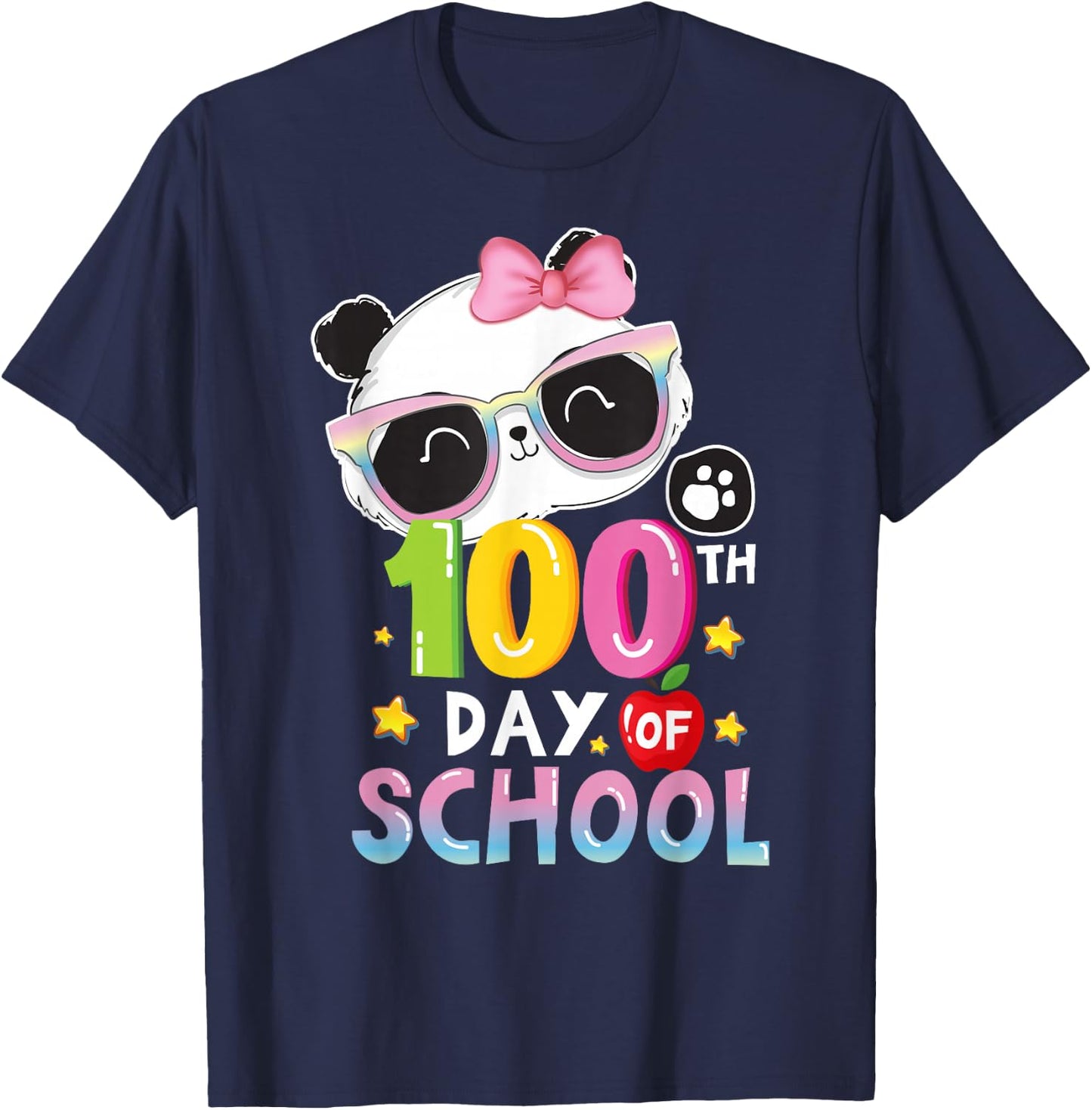 100th Day Of School Panda Virtual Learning Teacher Boy Girls T-Shirt - T-Shirt | Navy
