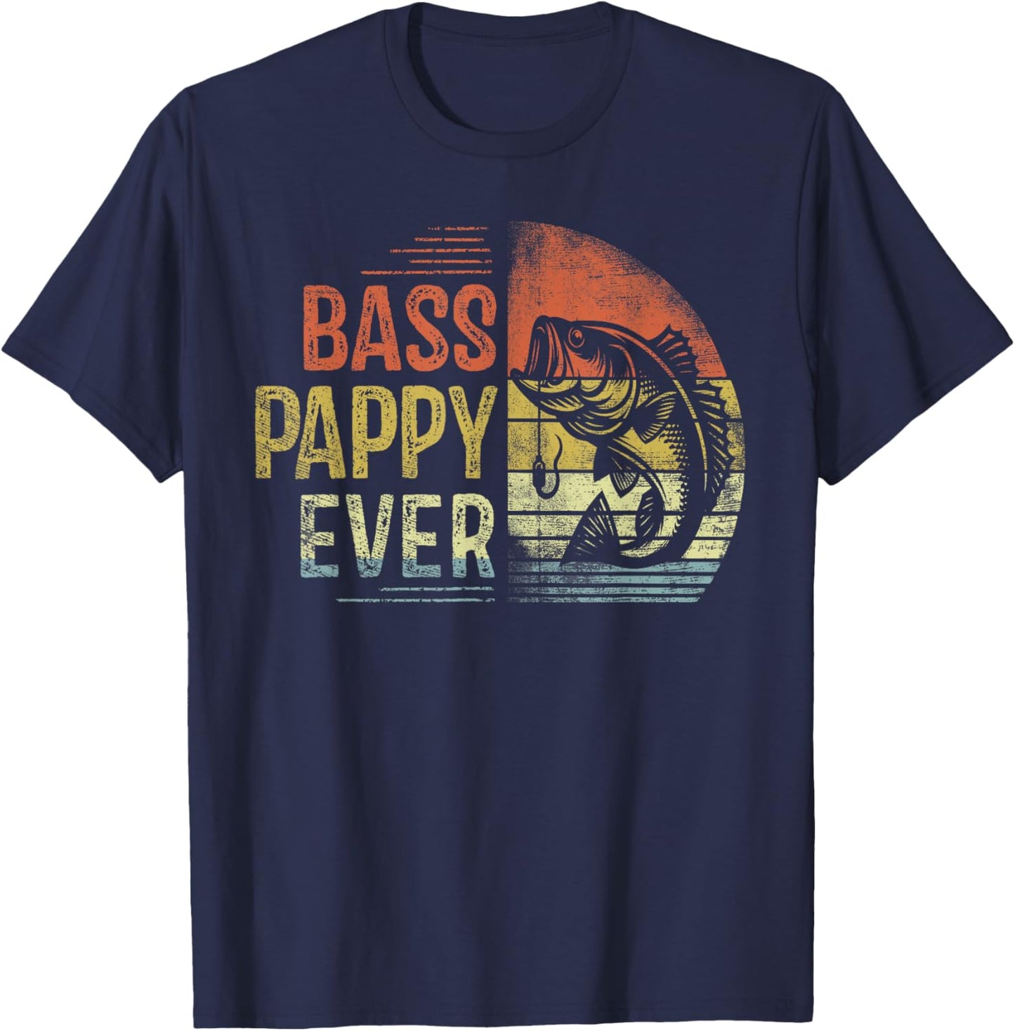 Bass Pappy Ever Fishing Gifts Pappy Birthday Vintage , Small, Black T-Shirt - T-Shirt | Navy