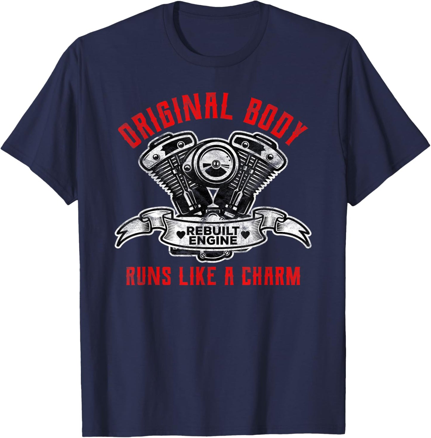 Open Heart Surgery Gifts Original Body Rebuilt Engine T-Shirt - T-Shirt | Navy
