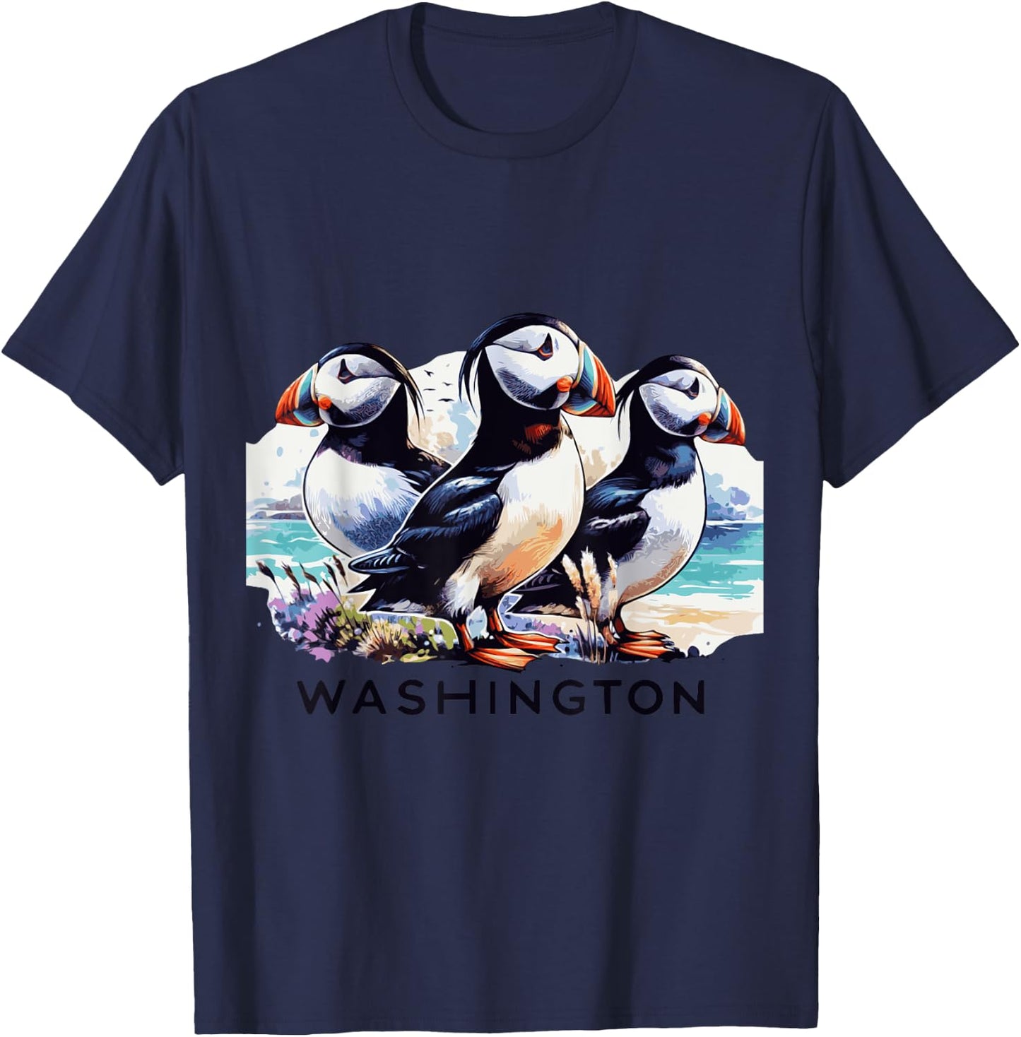 Puffins Tufted Washington State Birds adorable T-Shirt - T-Shirt | Navy