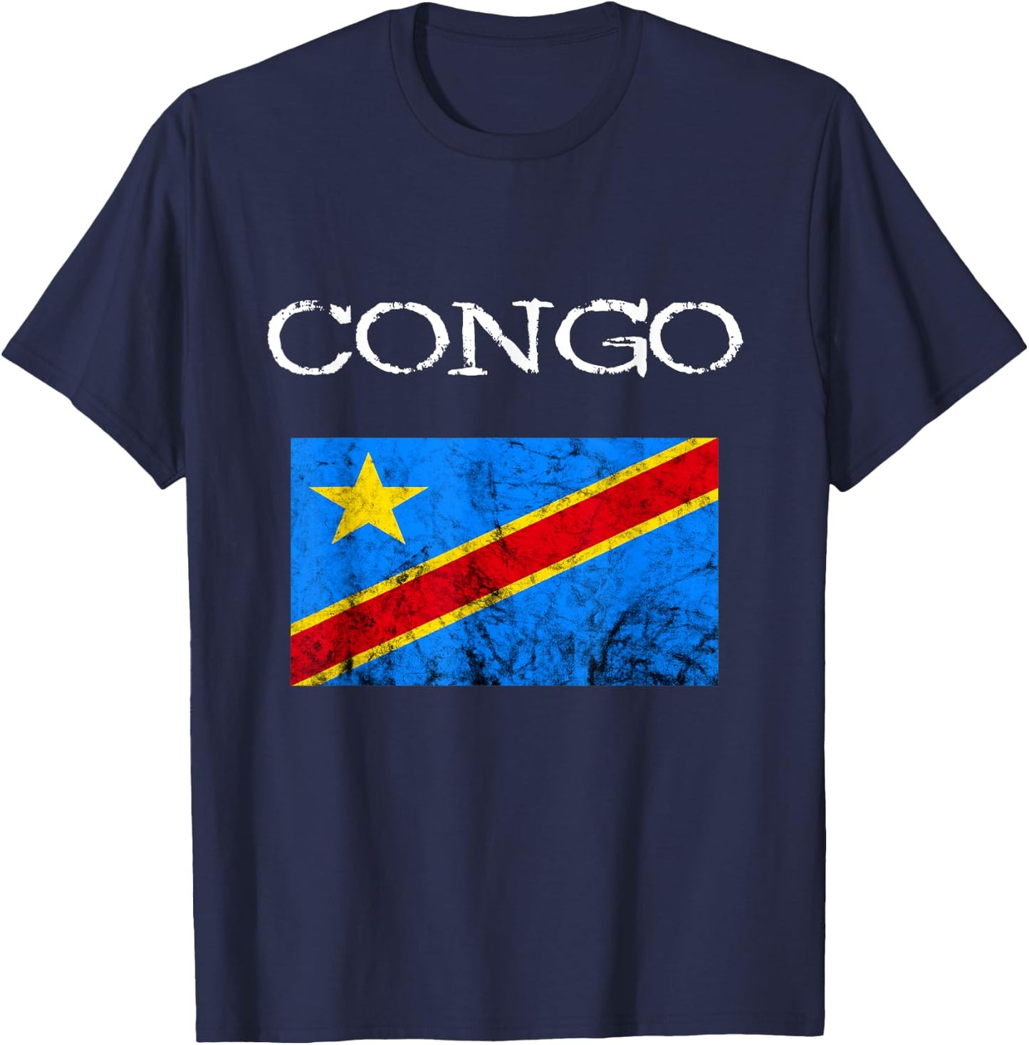 Coole Afrika Kongo Flagge Kongolese Congo Democratic Republic of Congo , Black, Small, -Adults, Short Sleeve, , Casual, Flag T-Shirt - T-Shirt | Navy