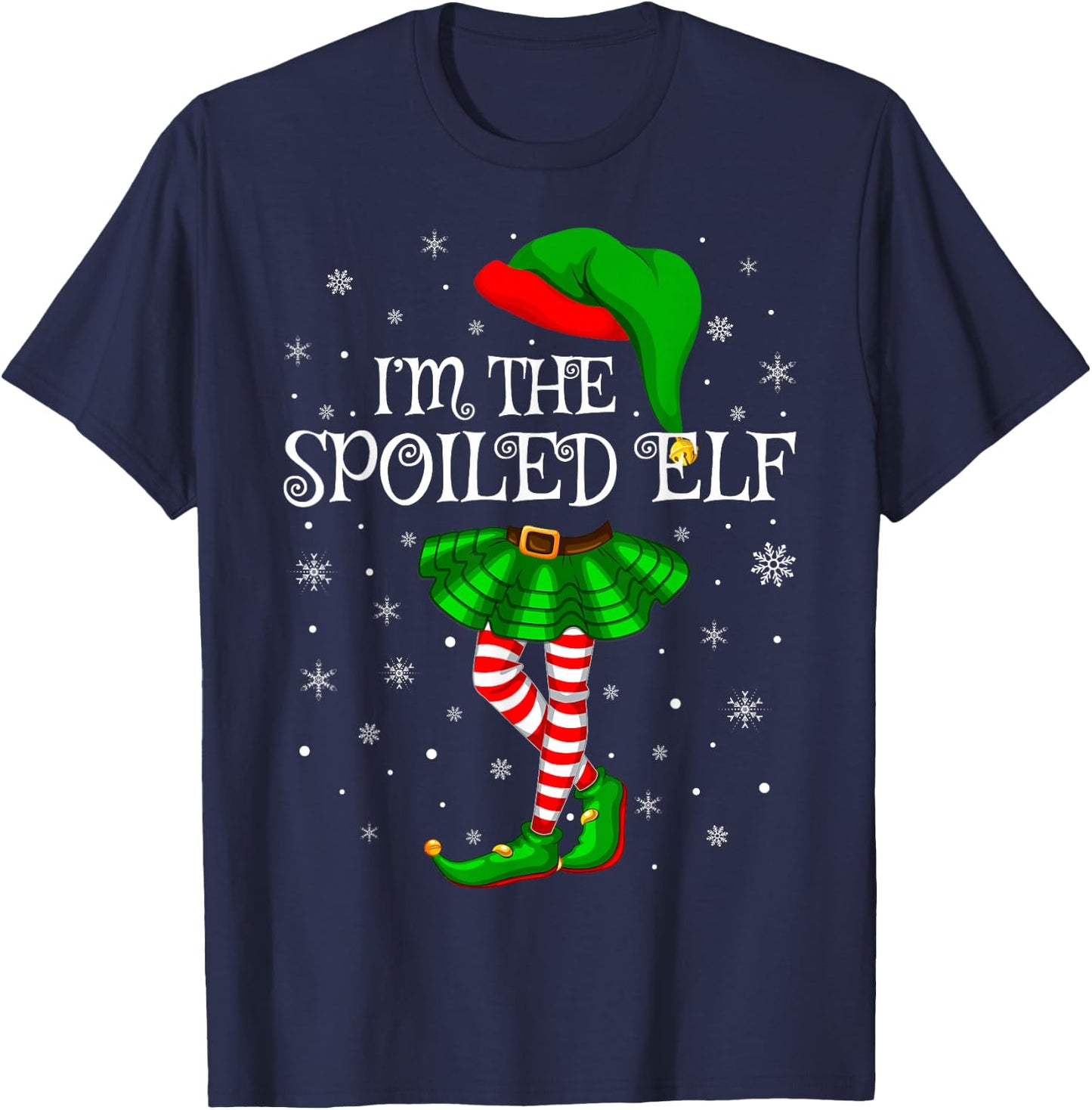 Spoiled Elf Christmas Matching Family Women Girls Elf T-Shirt - T-Shirt | Navy