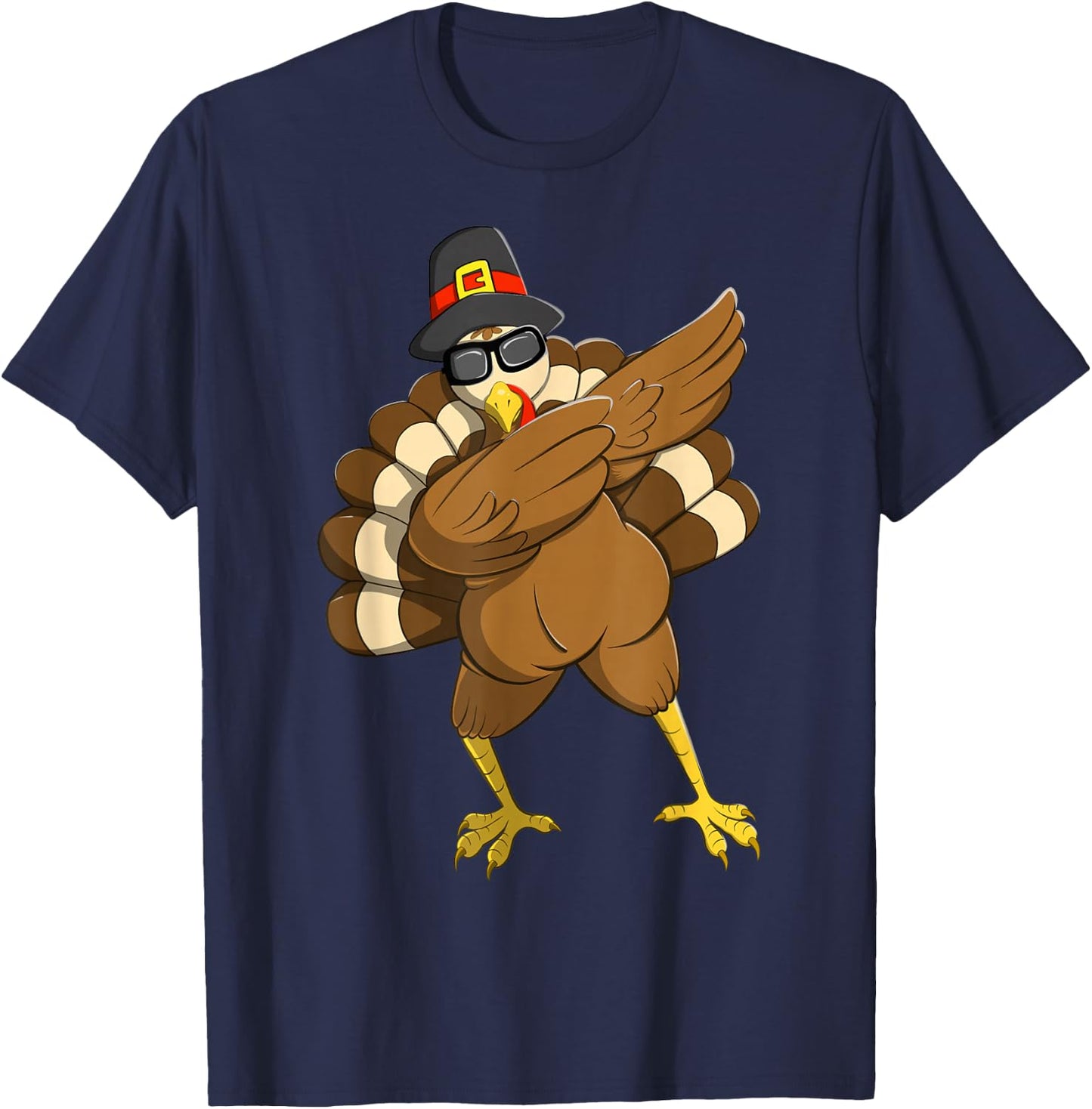 Dabbing Turkey Dabbing Thanksgiving Turkey Thanksgiving Day T-Shirt - T-Shirt | Navy