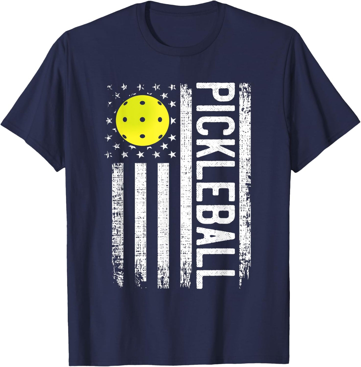 Pickleball Shirt American Flag Funny Pickleball Player Shirt Women Men T-Shirt - T-Shirt | Navy