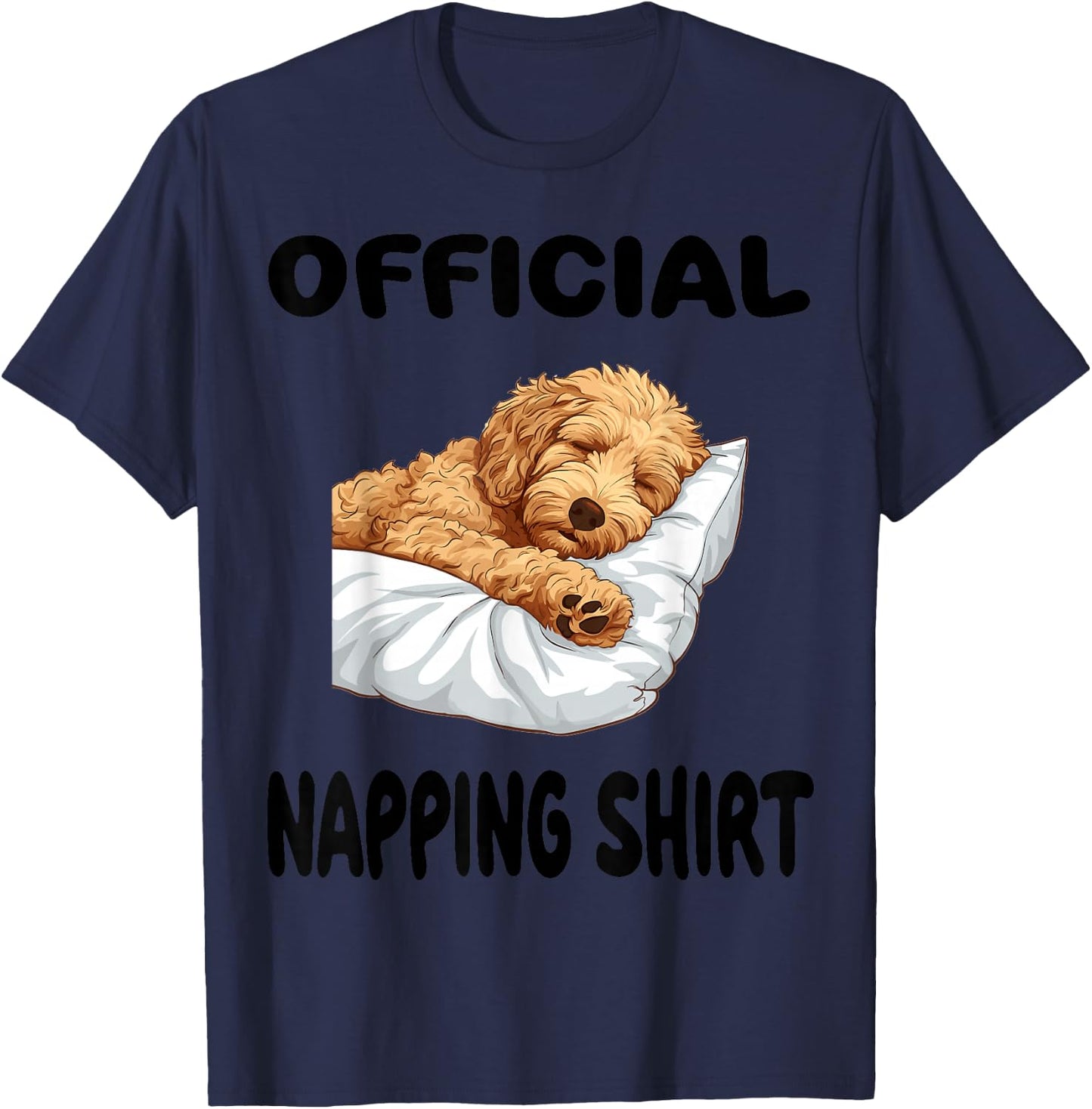 Goldendoodle Dog Pajamas Nightgown Official Napping T-Shirt - T-Shirt | Navy