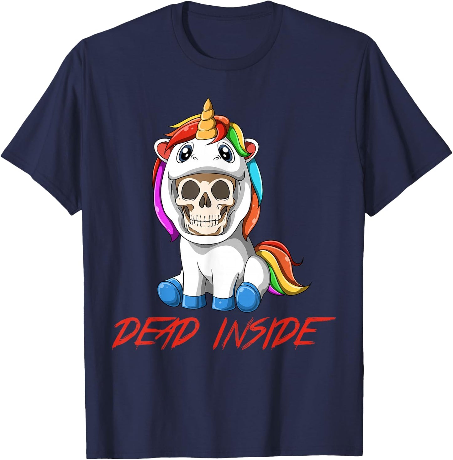 Dead Inside - Sarcastic Unicorn Parody Gift T-Shirt - T-Shirt | Navy