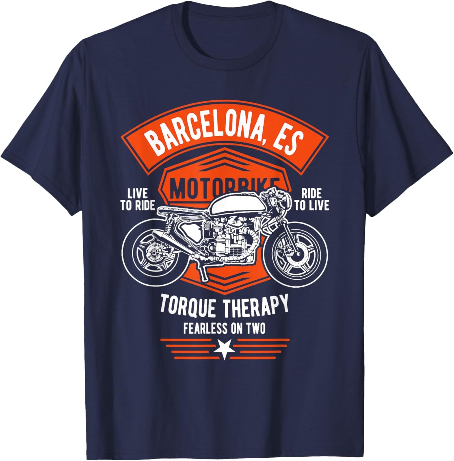 Barcelona ES España Spain Retro Motorcycle Design T-Shirt - T-Shirt | Navy