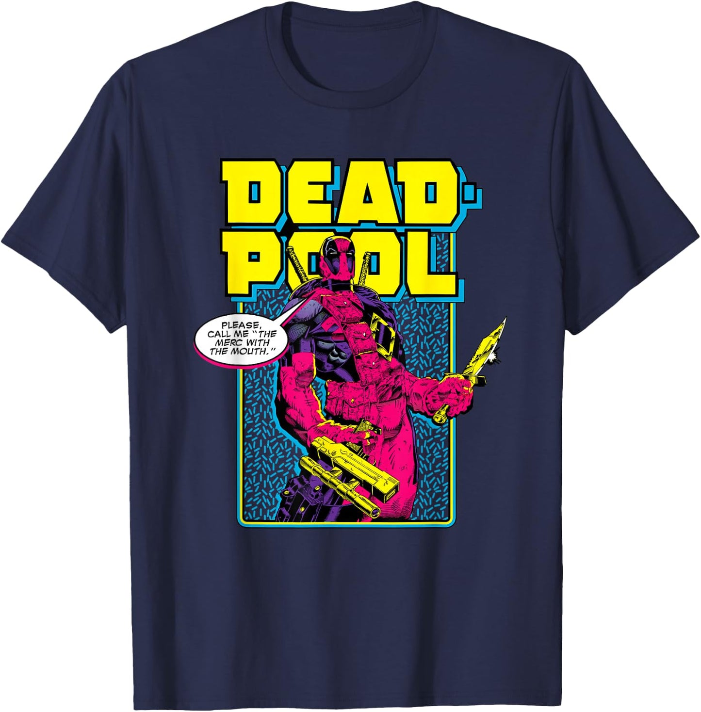 Marvel Deadpool Please Call me the Merc with the Mouth T-Shirt - T-Shirt | Navy