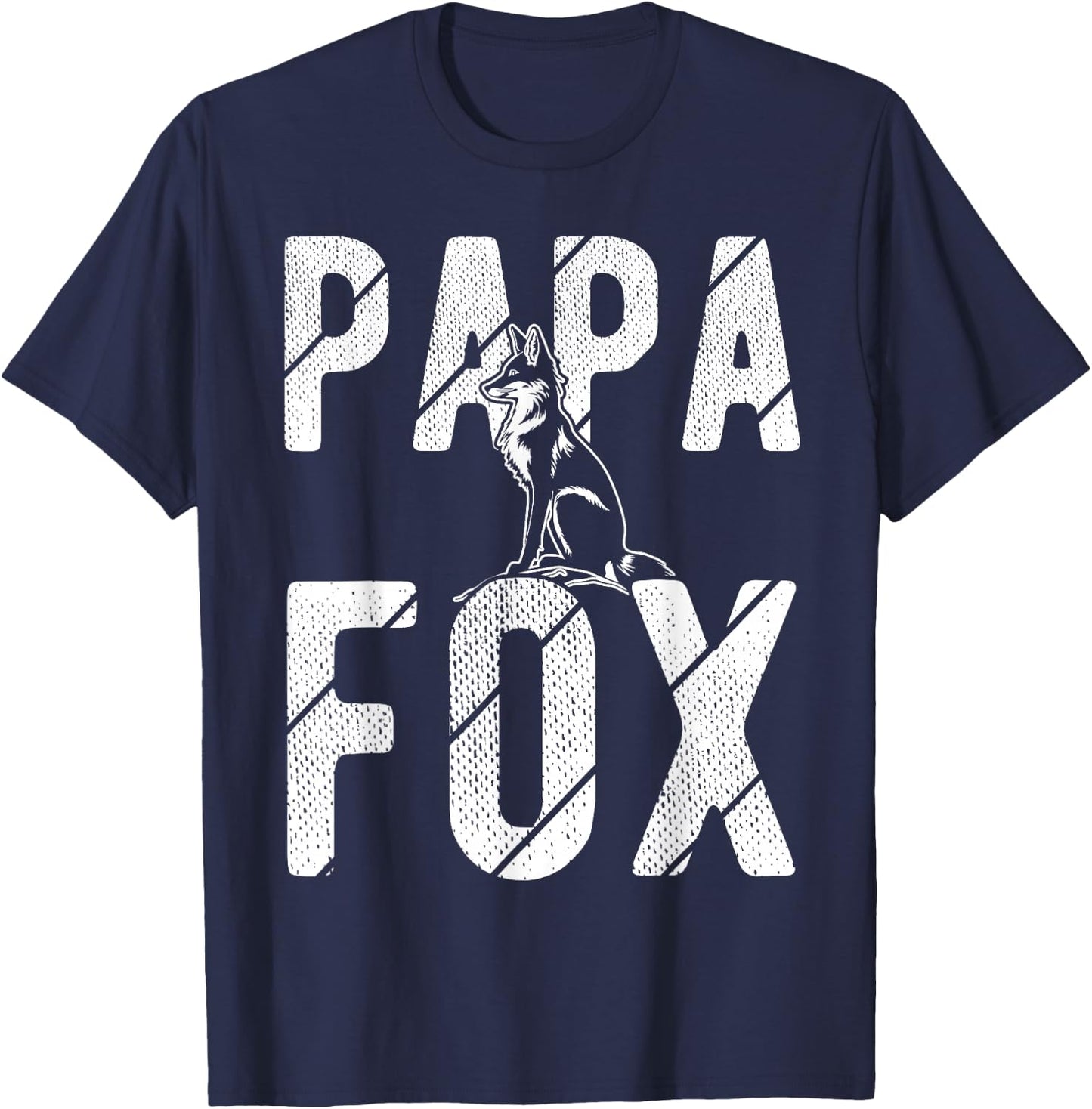 Papa Fox Vintage Retro Fox Forrest Fan Animal Lover Fuc T-Shirt - T-Shirt | Navy
