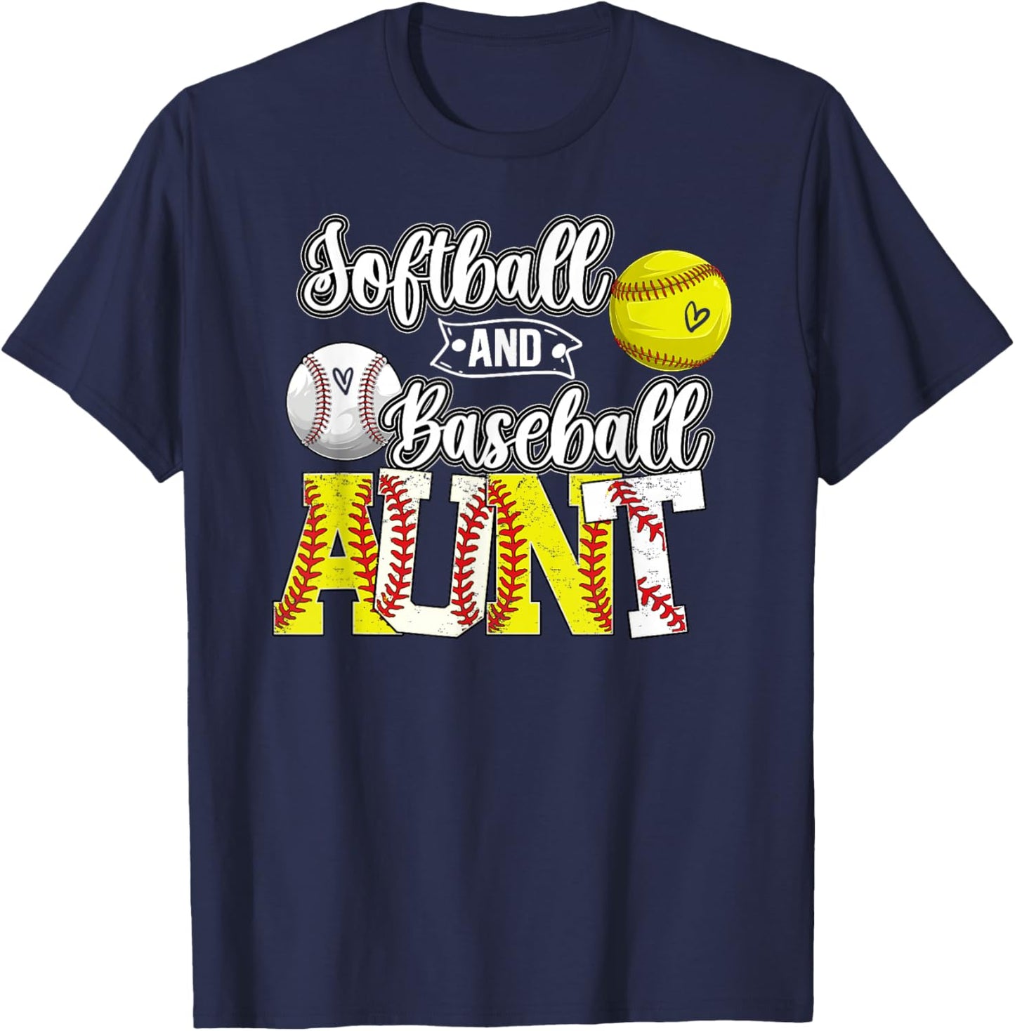 Softball And Baseball Aunt Proud Baseball Softball Aunt T-Shirt - T-Shirt | Navy