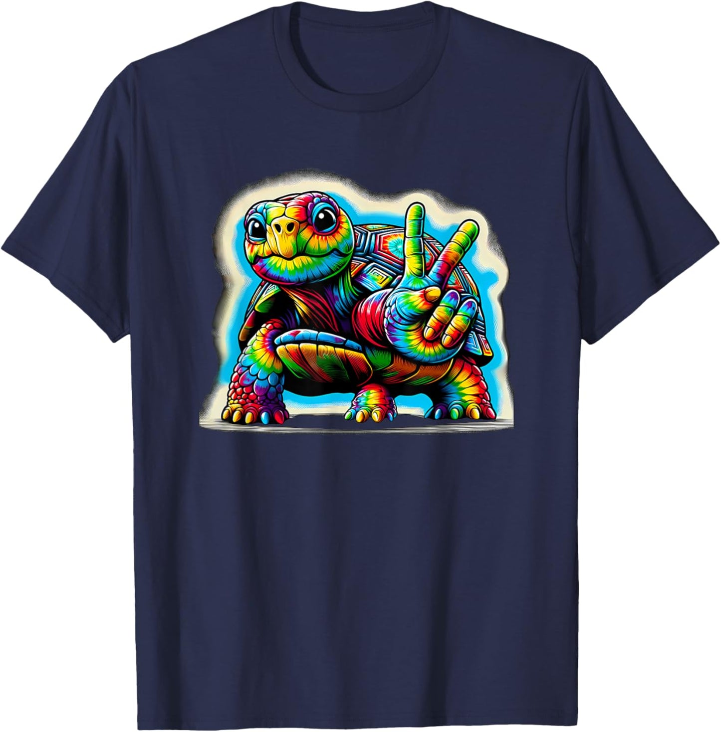 Peace Sign Tie Dye Tortoise T-Shirt - T-Shirt | Navy