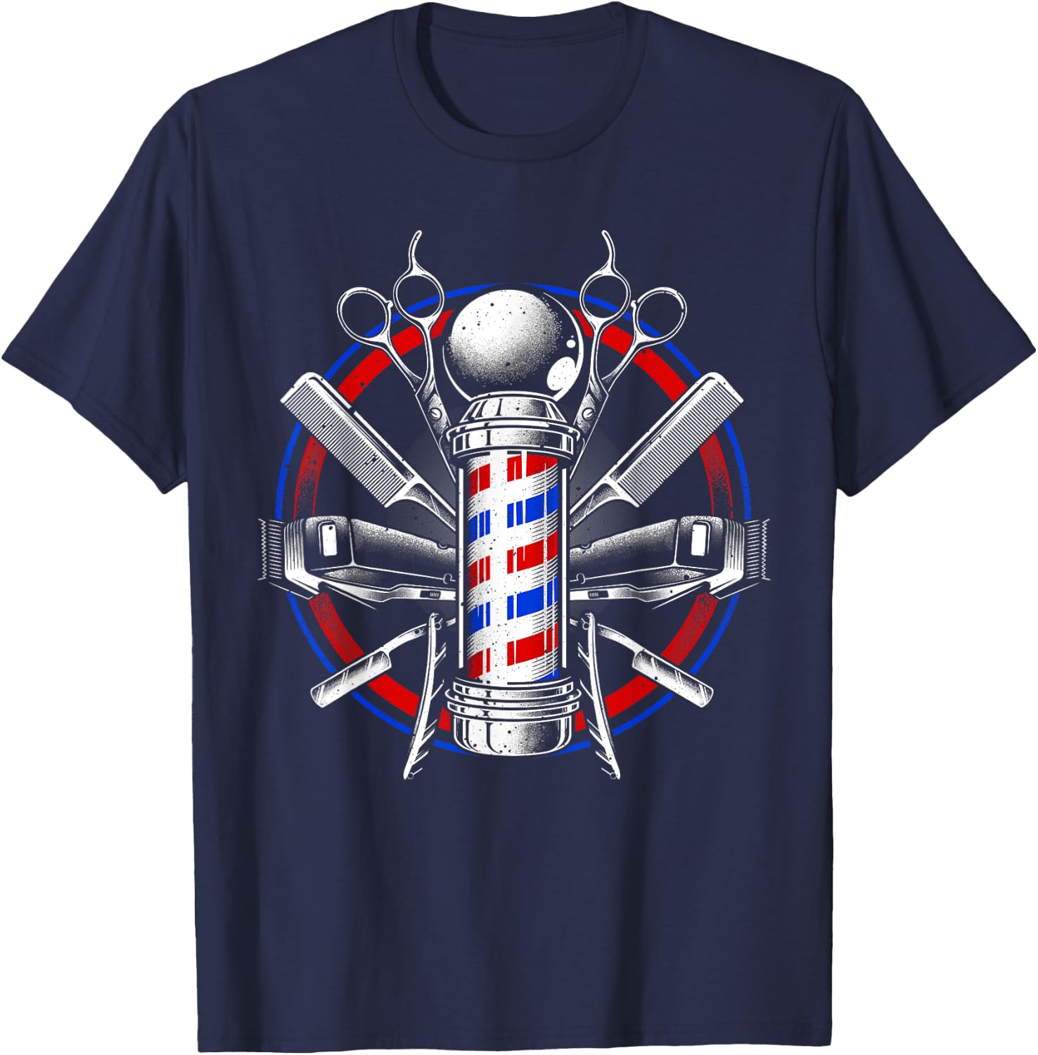 Funny Barber Gift Barbershop Pole Tools Hairstylist Small T-Shirt - T-Shirt | Navy