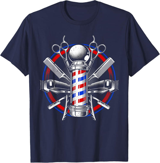 Funny Barber Gift Barbershop Pole Tools Hairstylist Small T-Shirt - T-Shirt | Navy