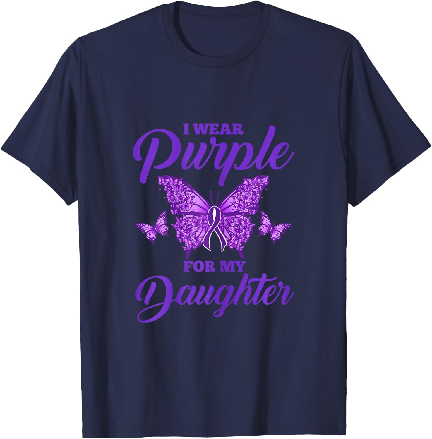 I Wear Purple For My Daughter Epilepsy Mom T-Shirt - T-Shirt | Navy