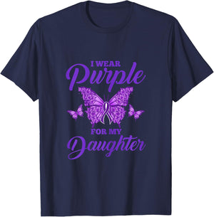 I Wear Purple For My Daughter Epilepsy Mom T-Shirt - T-Shirt | Navy
