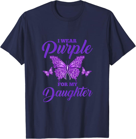 I Wear Purple For My Daughter Epilepsy Mom T-Shirt - T-Shirt | Navy