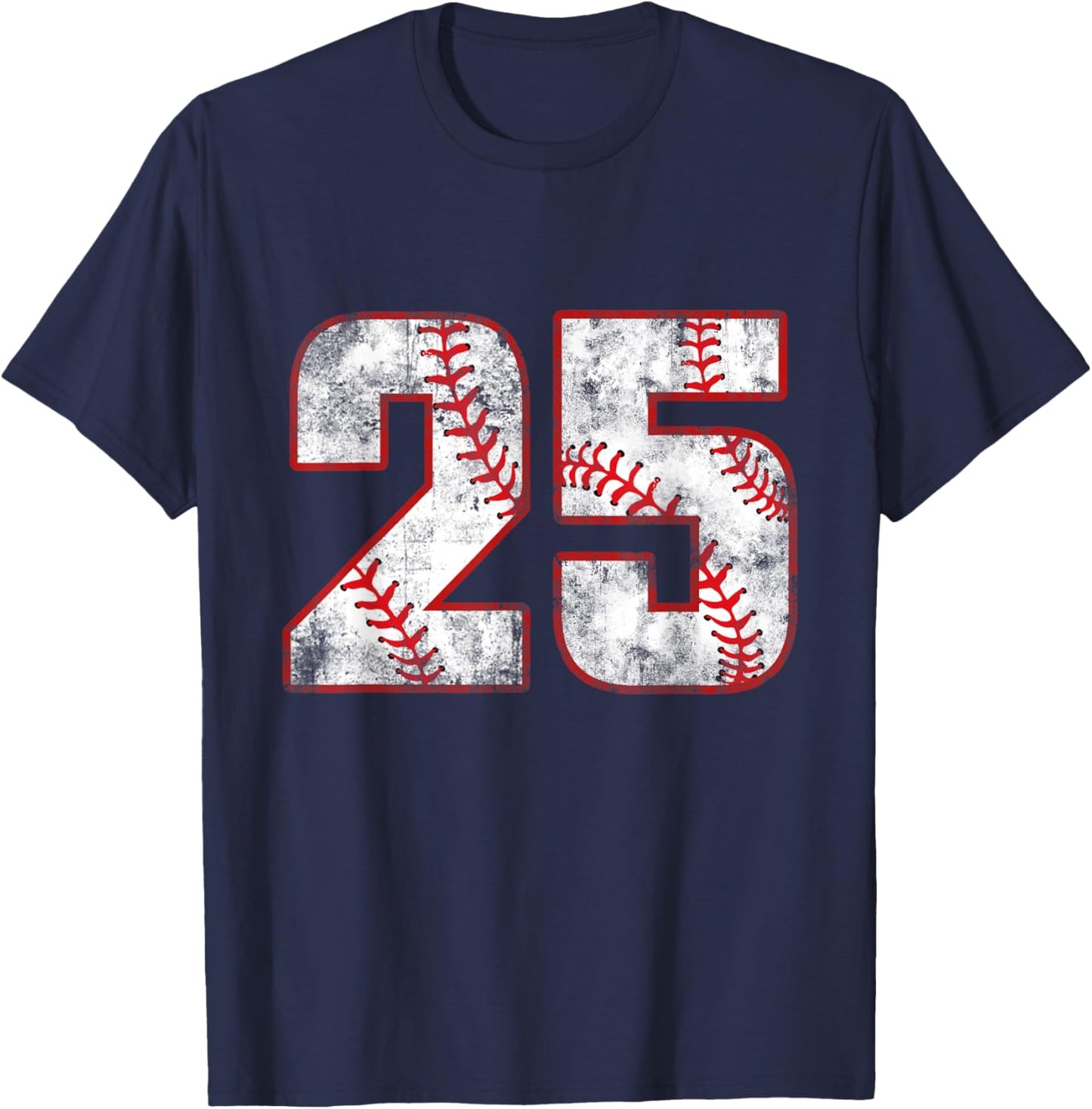Vintage Baseball 25 Jersey Number T-Shirt - T-Shirt | Navy