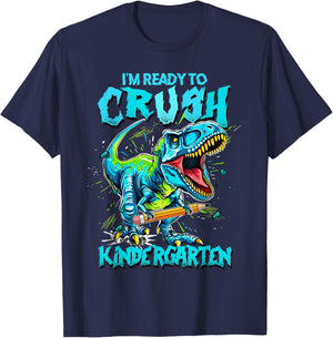 2026 I'm Ready To Crush Kindergarten Dinosaur Boys T-Shirt - T-Shirt | Navy