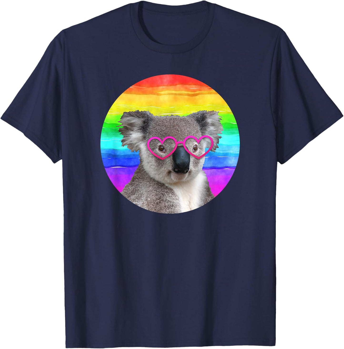 Koala Bear Rainbow Pink Heart Glasses Funny Cute Animal T-Shirt - T-Shirt | Navy