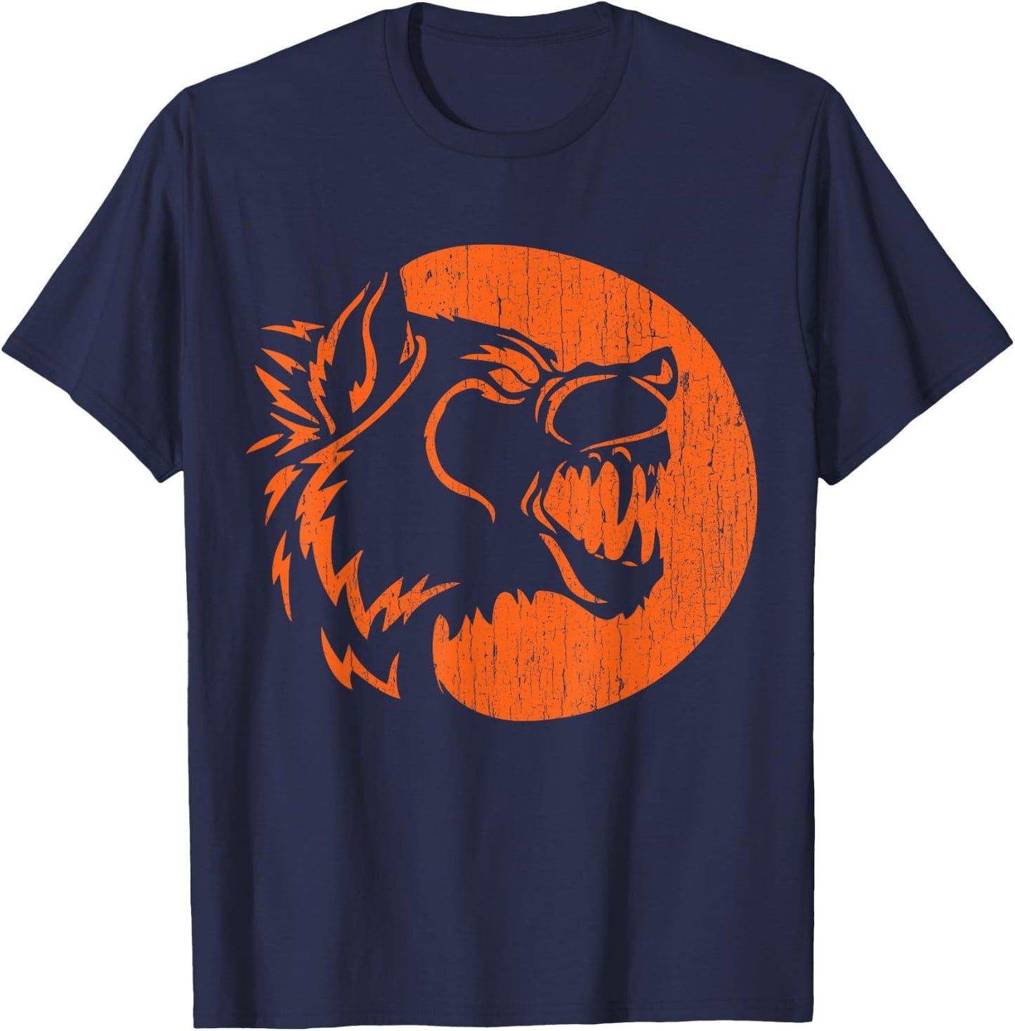 Halloween Howling Werewolf Fangs Pumpkin Jack-O-Lantern T-Shirt - T-Shirt | Navy