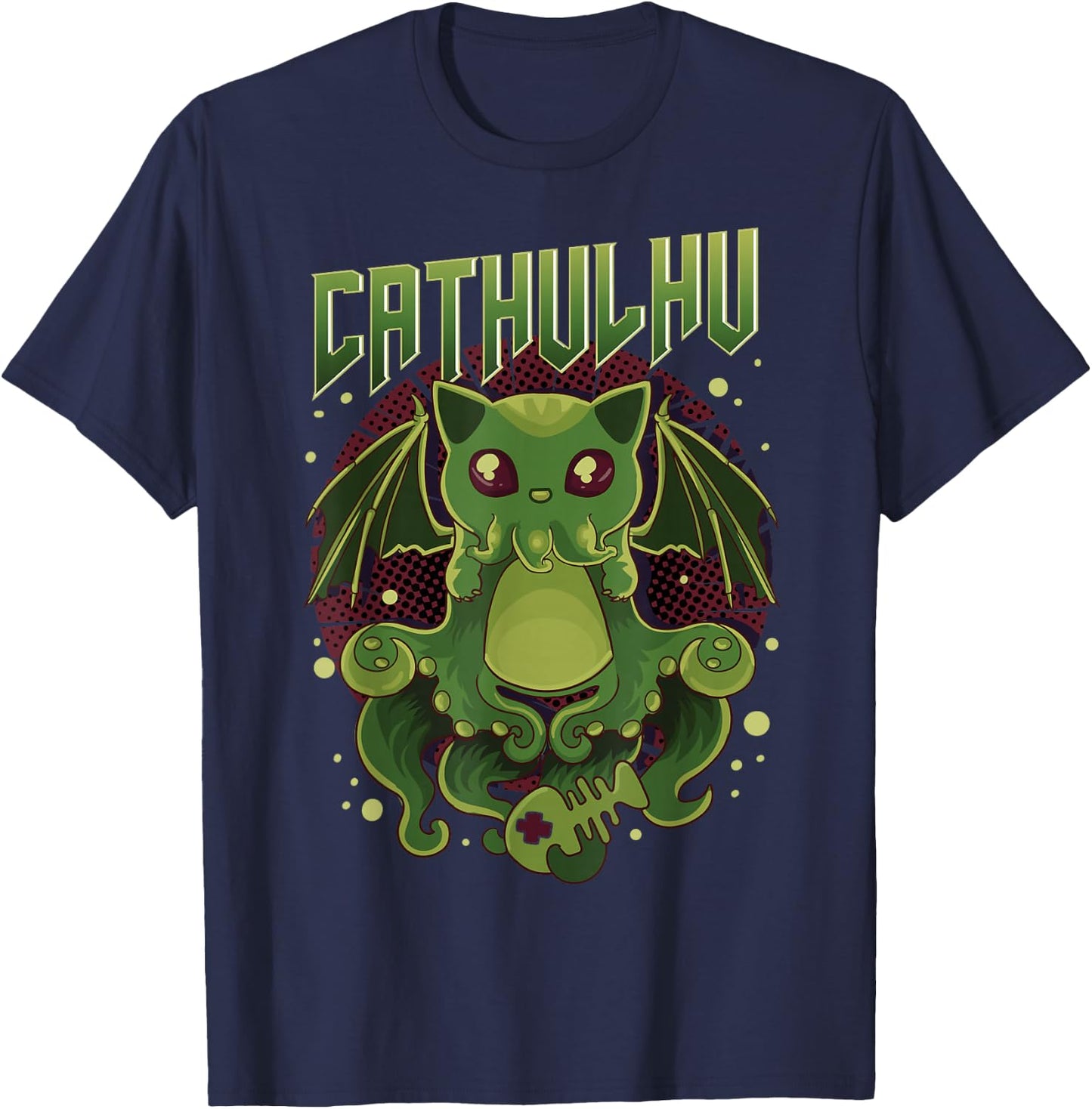 Cute & Funny Cathulhu Kawaii Cat Cthulhu T-Shirt - T-Shirt | Navy