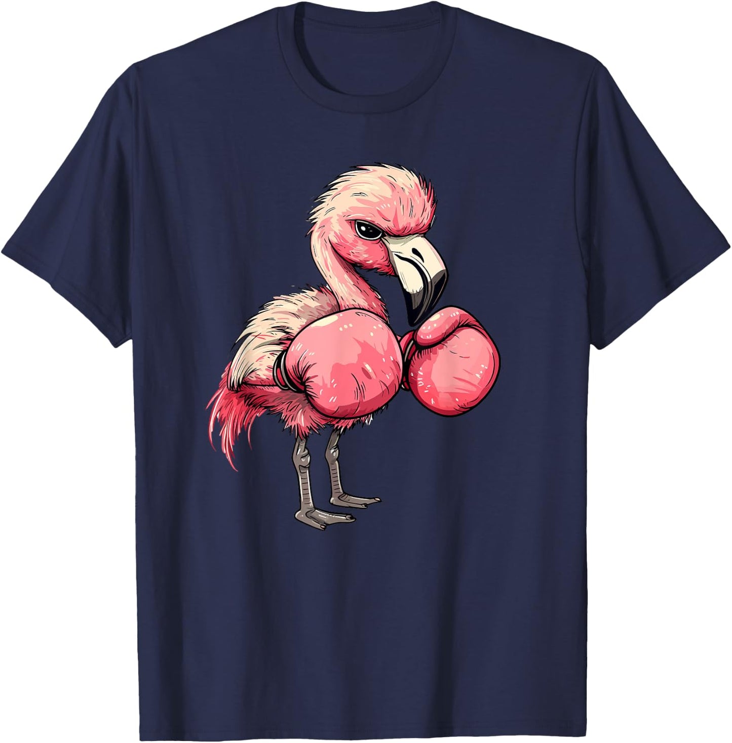 Funny Boxing Flamingo With Pink Gloves Kids Adults T-Shirt - T-Shirt | Navy