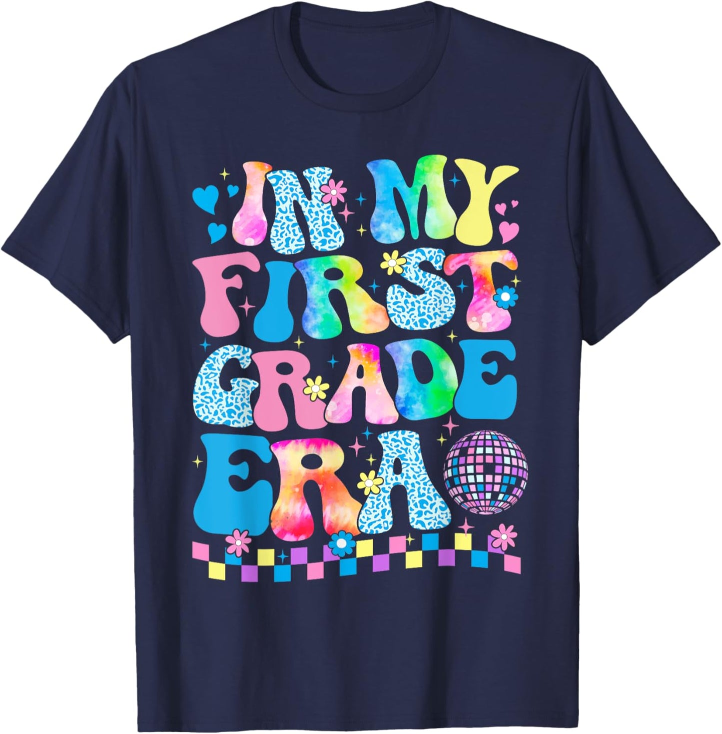 In My First Grade Era Groovy Back To School Teachers Kids T-Shirt - T-Shirt | Navy