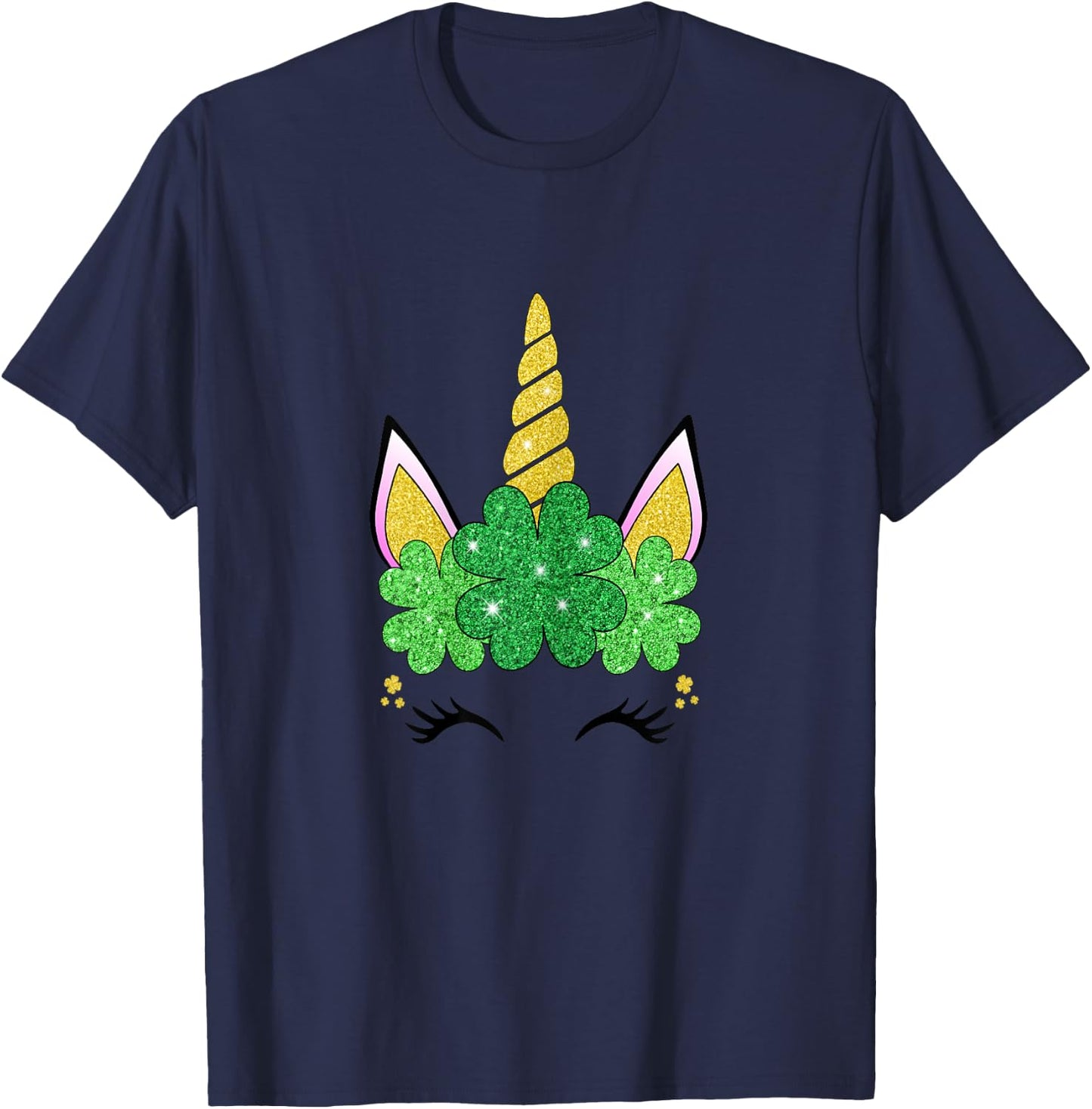 Cute Unicorn St Patrick's Day Girls Green Shamrocks Irish T-Shirt - T-Shirt | Navy