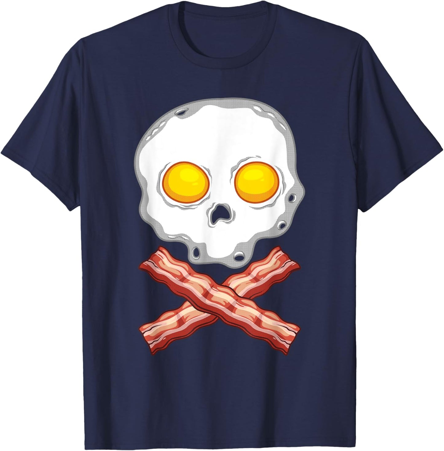 Funny Bacon & Eggs Skull Gift Men Women Kid Crossbones Lover T-Shirt - T-Shirt | Navy